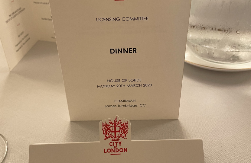 James Tumbridge’s licensing dinner