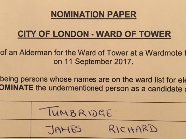 Nomination for Alderman